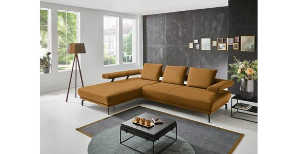 ECKSOFA in Echtleder Gelb 224/305 cm - Gelb/Schwarz, Design, Leder/Metall (224/305cm) - Dieter Knoll