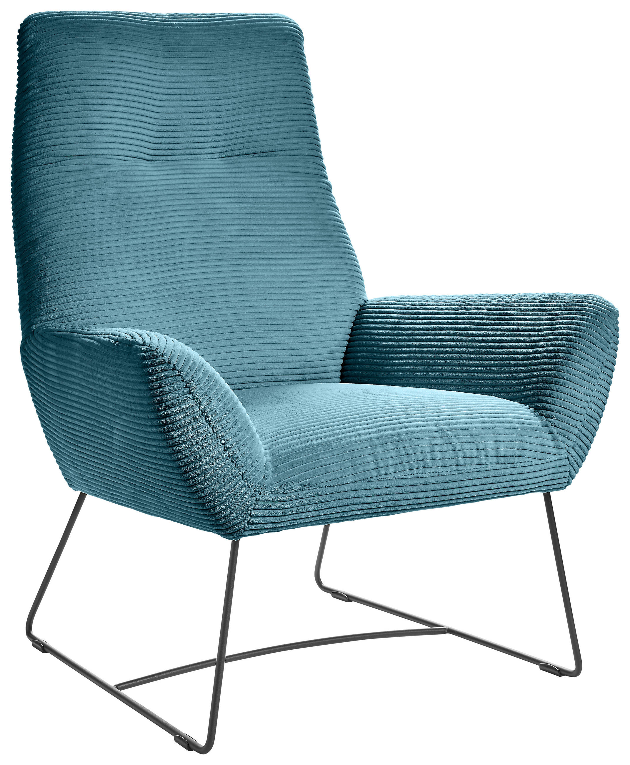 SESSEL Cord Petrol    - Petrol/Schwarz, Design, Textil/Metall (82/102/81cm) - Hom`in