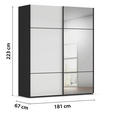 SCHWEBETÜRENSCHRANK  in Schwarz, Weiß  - Schwarz/Weiß, KONVENTIONELL, Glas/Holzwerkstoff (181/223/68cm) - Novel