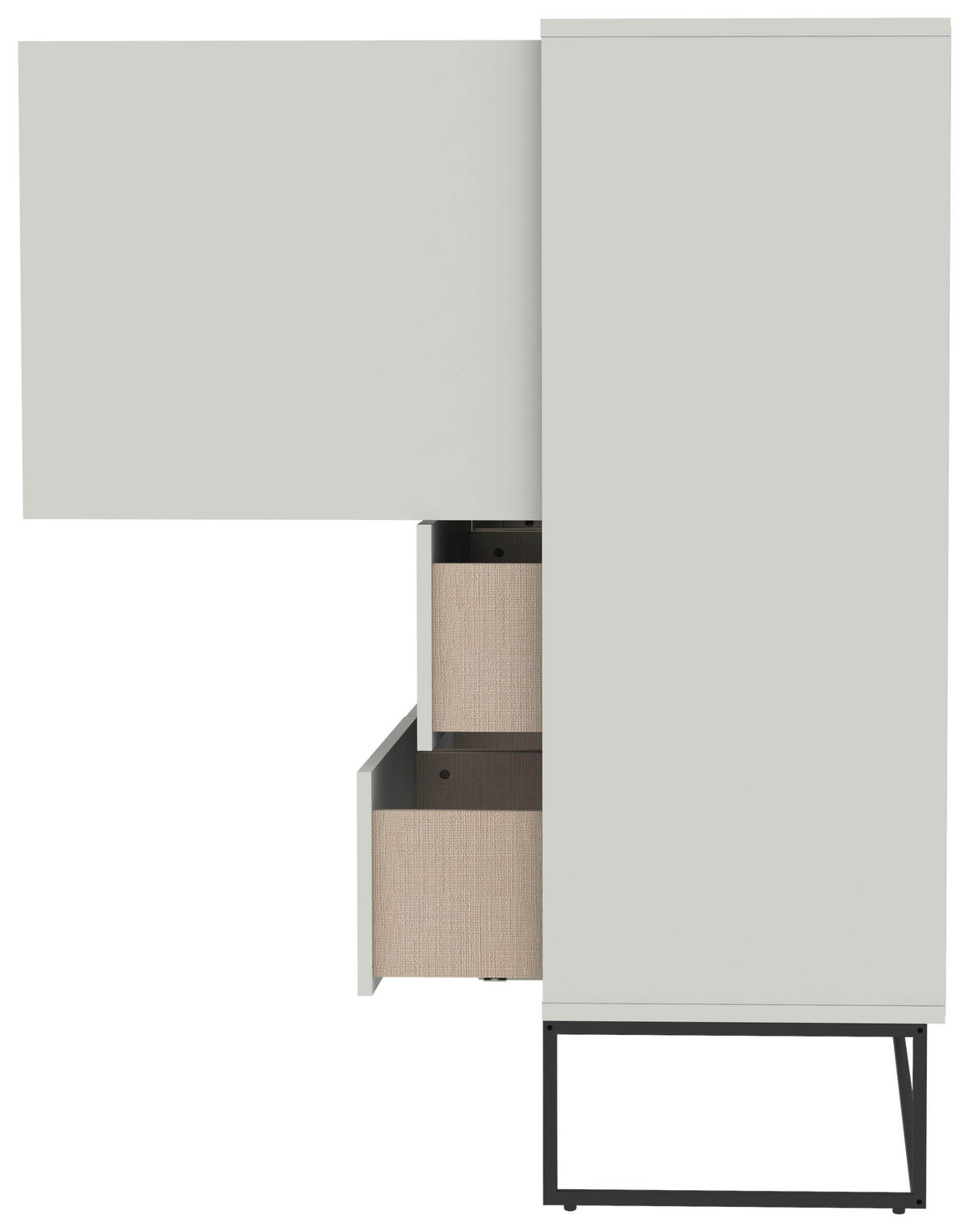 HIGHBOARD Weiß Einlegeböden  - Schwarz/Weiß, Design, Holzwerkstoff/Metall (118/127/43cm)