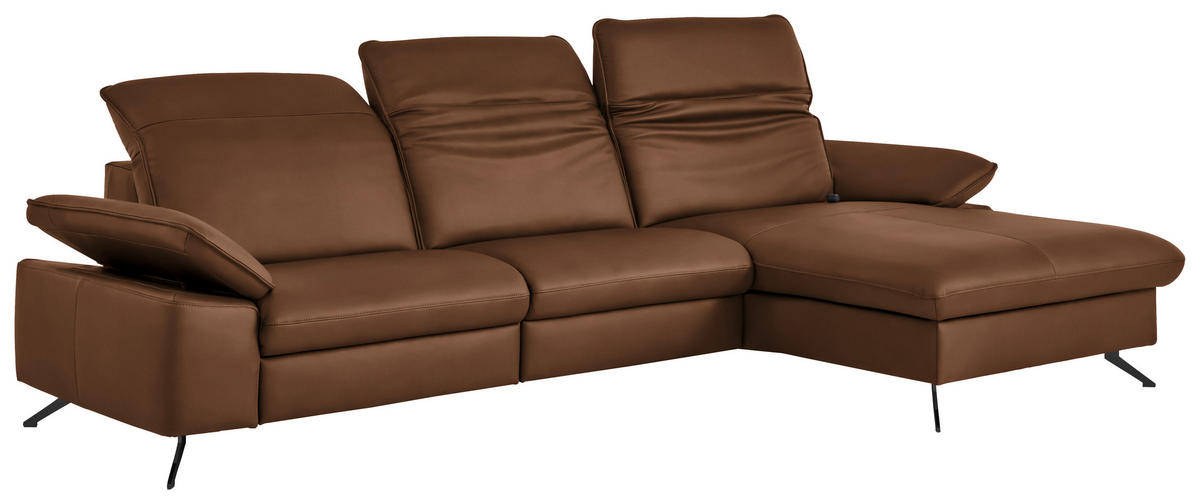 ECKSOFA  Echtleder Beigebraun  - Beigebraun/Schwarz, Design, Leder/Metall (307/169cm) - Beldomo Premium