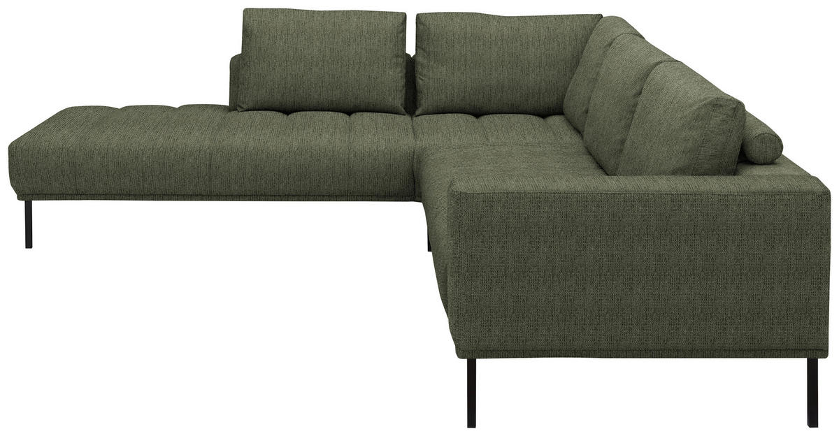 ECKSOFA  in Flachgewebe Grün  270/308 cm  - Schwarz/Grün, Design, Textil/Metall (270/308cm) - Pure Home Lifestyle