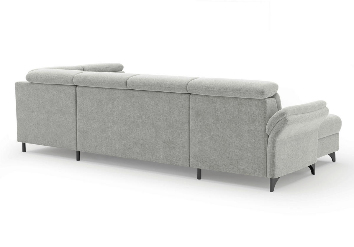 WOHNLANDSCHAFT GLENDALE E in Flachgewebe Hellgrau  - Hellgrau/Schwarz, KONVENTIONELL, Textil/Metall (166/321/193cm) - Sit & More