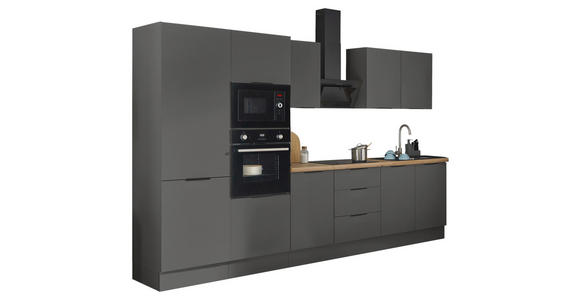 KÜCHENBLOCK in Graphitfarben - Schwarz/Graphitfarben, Basics, Holzwerkstoff/Metall (330/211/60cm) - Xora