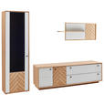 WOHNWAND  in Weiß, Eiche Bianco  297,8/206,9/51,4 cm  - Eiche Bianco/Dunkelgrau, Design, Glas/Holz (297,8/206,9/51,4cm) - Novel