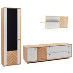 WOHNWAND  in Weiß, Eiche Bianco  297,8/206,9/51,4 cm  - Eiche Bianco/Dunkelgrau, Design, Glas/Holz (297,8/206,9/51,4cm) - Novel
