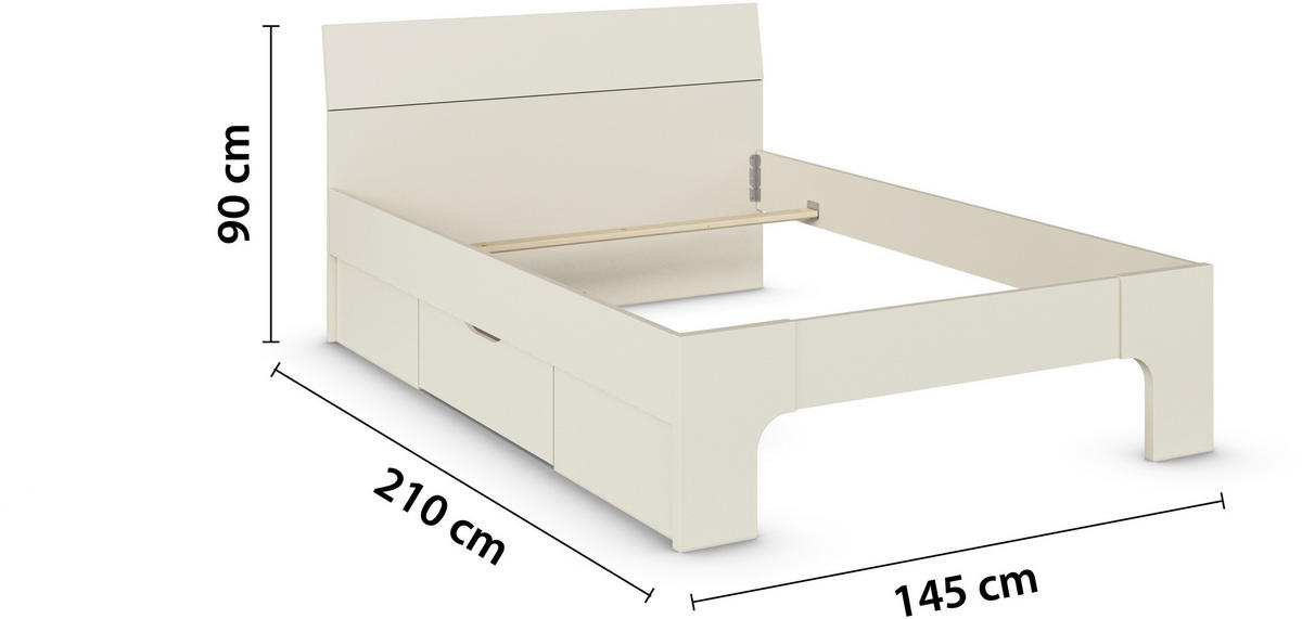 BETT 140/200 cm  in Champagner   - Champagner, Basics, Holzwerkstoff (140/200cm) - Boxxx