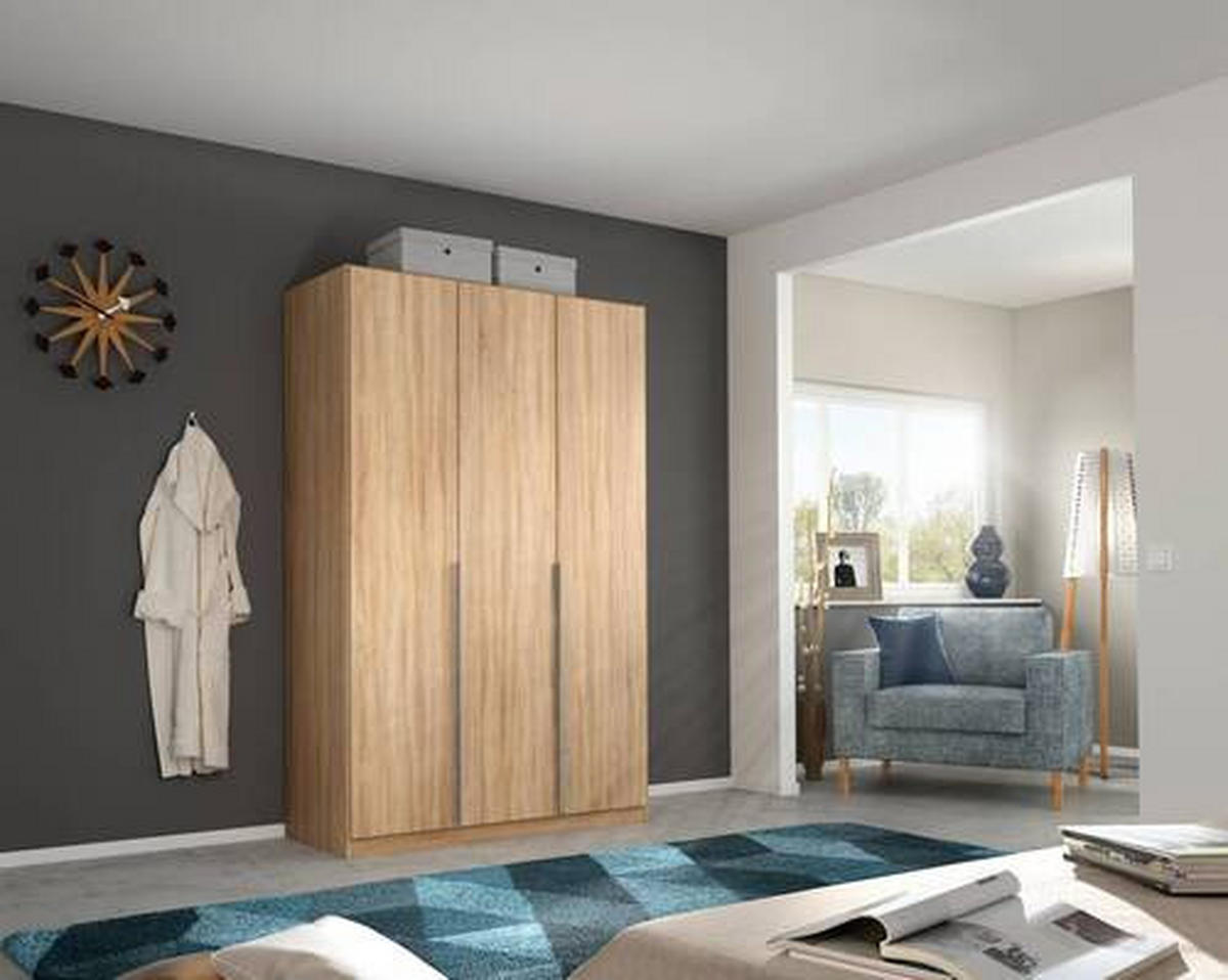 DREHTÜRENSCHRANK in Sonoma Eiche  - Alufarben/Sonoma Eiche, Modern, Holzwerkstoff/Metall (136/229/54cm) - Rauch Möbel