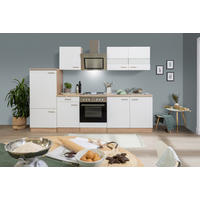 KÜCHENBLOCK 270 cm   in Weiß  - Edelstahlfarben/Eichefarben, Basics, Holzwerkstoff/Metall (270cm) - Respekta