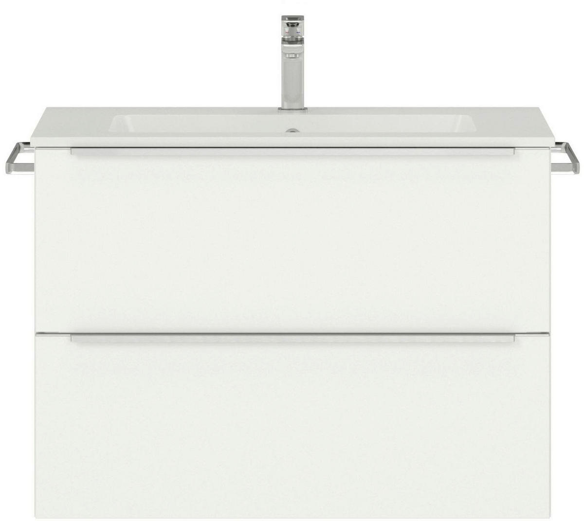 WASCHTISCHKOMBI 81 cm  - Edelstahlfarben/Weiß, MODERN, Holzwerkstoff/Stein (81cm) - Nobilia