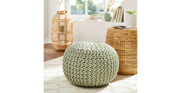 POUF Textilgeflecht Uni Grau 55/55/35 cm  - Grau/Grün, Trend, Textil (55/55/35cm) - Linea Natura