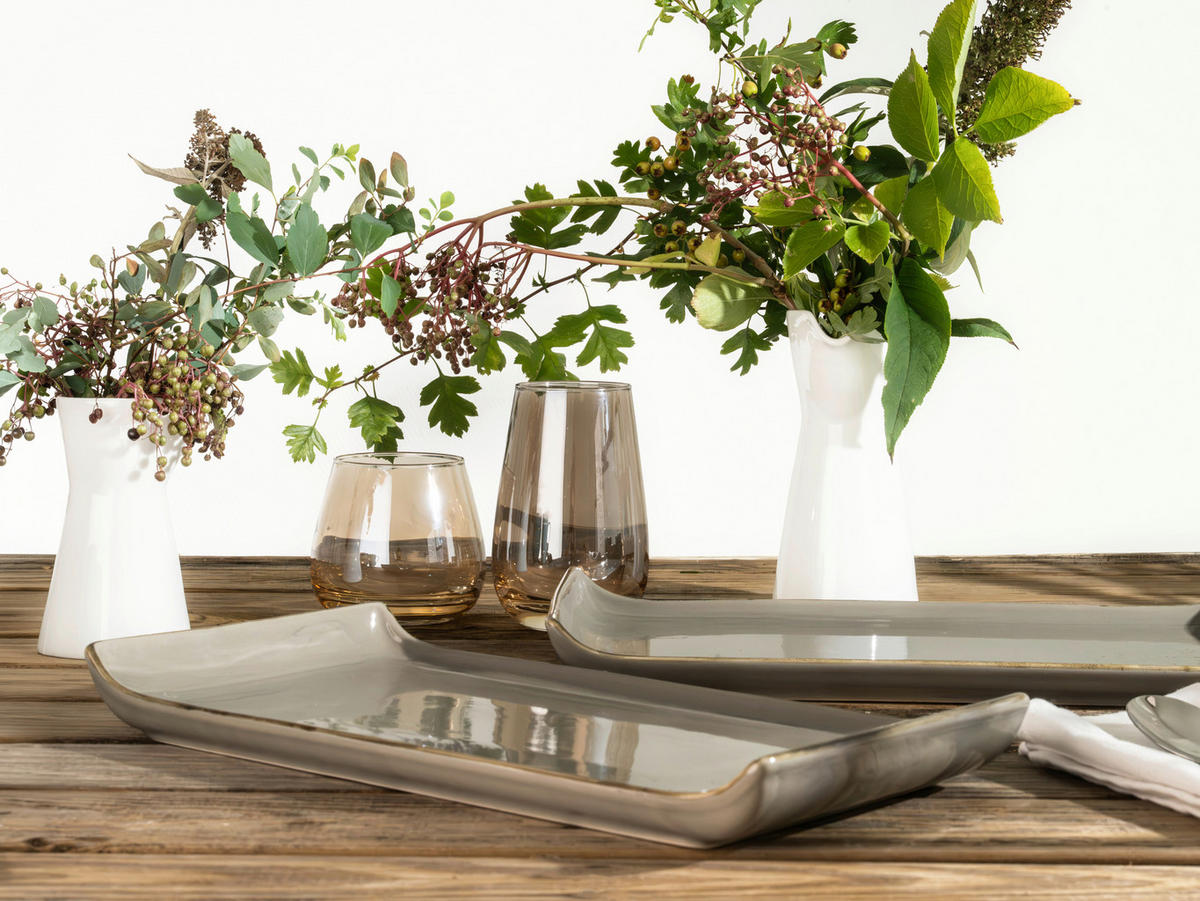 SERVIERPLATTEN-SET 2-teilig 16,5/33 cm  - Grau, Trend, Keramik (16,5/33cm) - Creatable