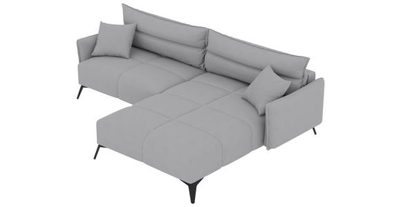 ECKSOFA  in Cord Hellgrau  253/180 cm  - Hellgrau/Schwarz, KONVENTIONELL, Textil/Metall (253/180cm) - Carryhome