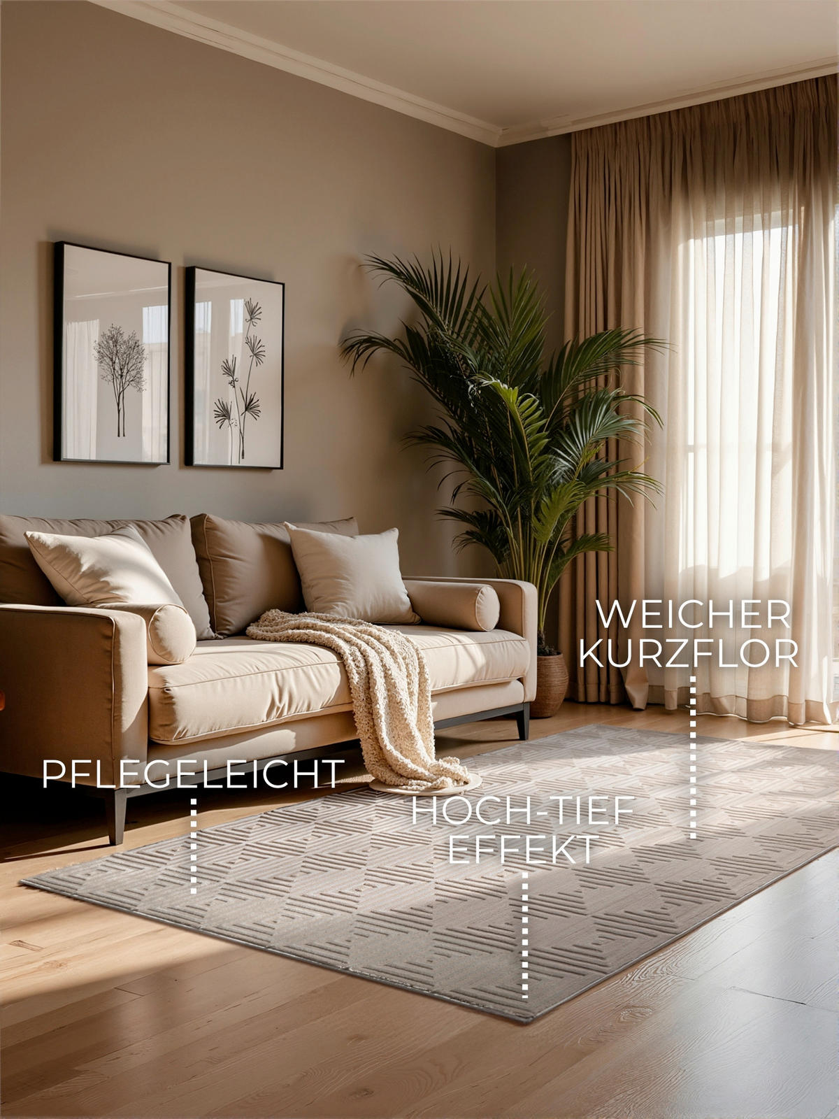 TEPPICH 200/280 cm Perles Creme, Beige rechteckig  - Beige/Creme, Basics, Kunststoff (200/280cm) - Elle Decoration