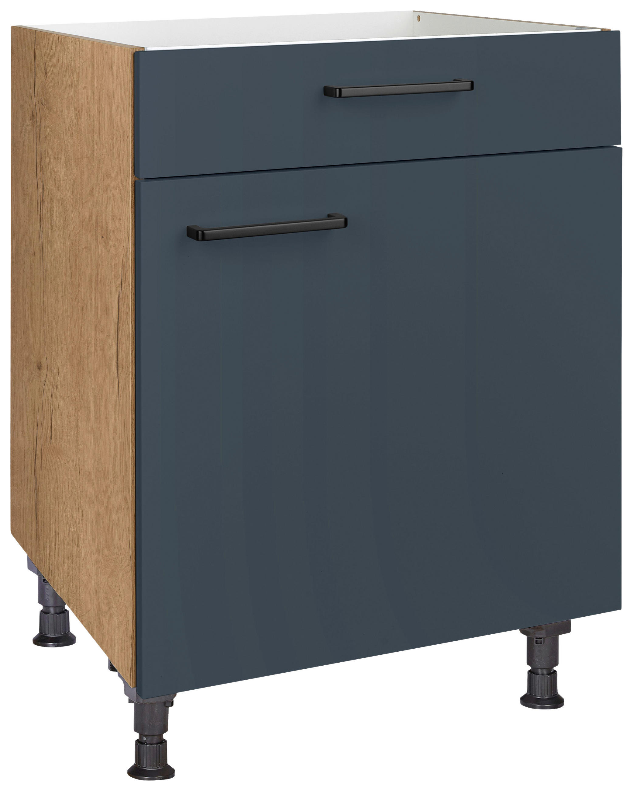 KOCHFELDUMBAUSCHRANK 60/87/56 cm  in Blau, Eichefarben  - Blau/Eichefarben, MODERN, Holzwerkstoff/Metall (60/87/56cm) - Nobilia