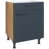 KOCHFELDUMBAUSCHRANK 60/87/56 cm  in Blau, Eichefarben  - Blau/Eichefarben, MODERN, Holzwerkstoff/Metall (60/87/56cm) - Nobilia
