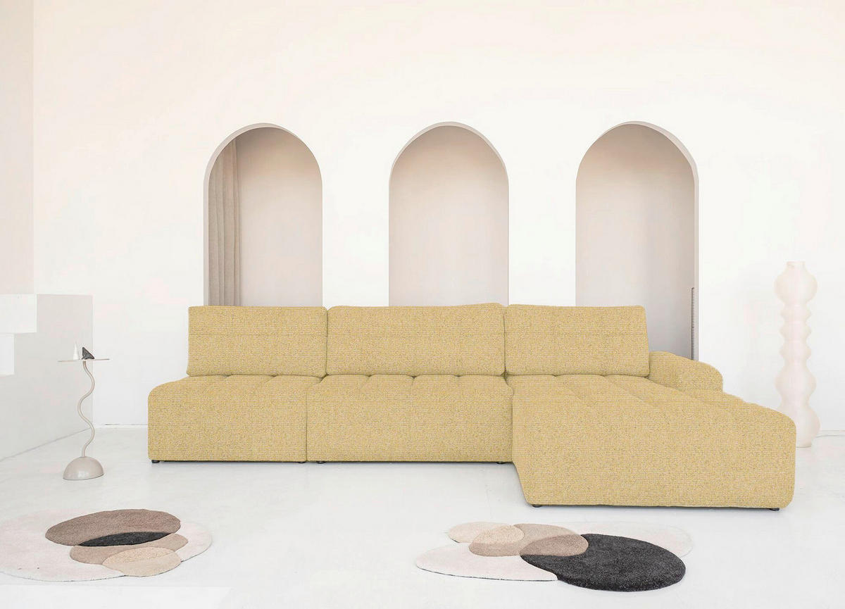 ECKSOFA  in Gelb  338/184 cm  - Gelb/Schwarz, Design, Textil (338/184cm) - MID.YOU