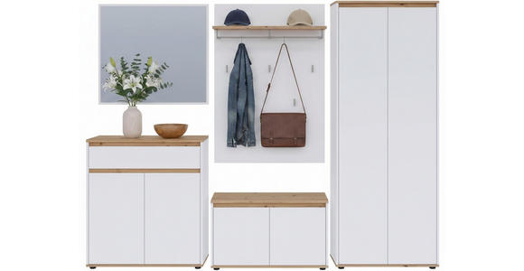 GARDEROBE  in 263,5/193/41,4 cm  - Weiß/Eiche Artisan, MODERN, Holzwerkstoff (263,5/193/41,4cm) - Carryhome