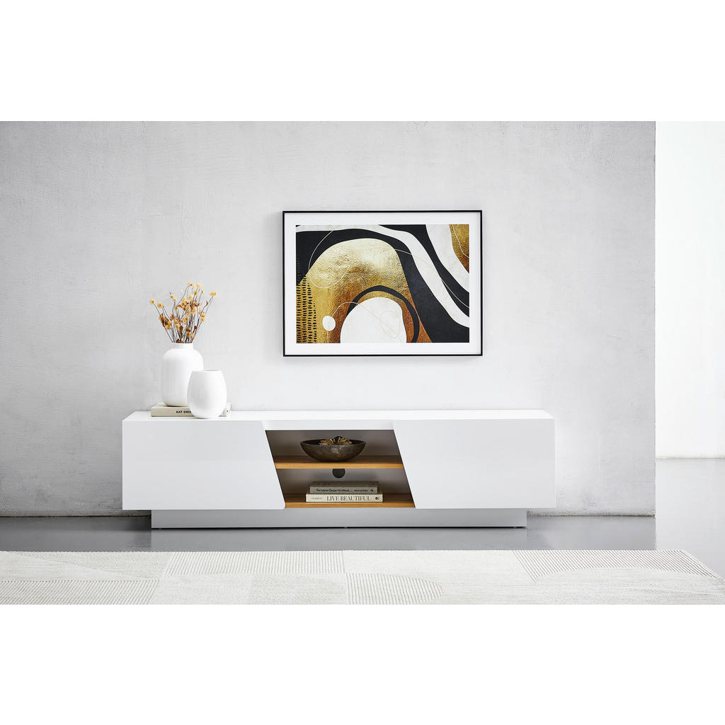 Thumbnail - Carryhome Lowboard, Weiß, Eiche, Holzwerkstoff, 1 Fächer, 160x41x40 cm, stehend, Wohnzimmer, Wohnwände, Lowboards, Lowbo...