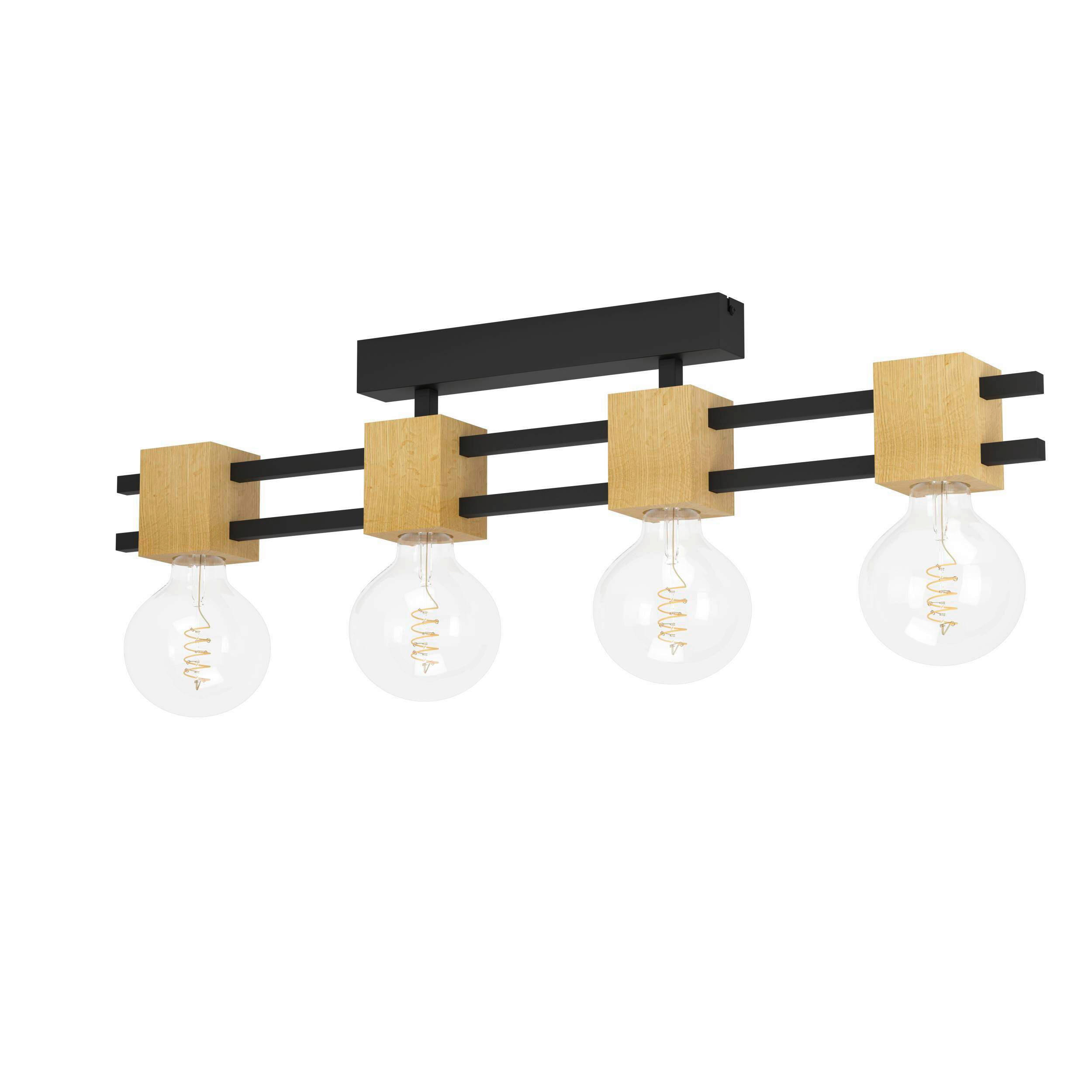 DECKENLEUCHTE    85,5/7,5/17 cm  - Schwarz/Braun, Natur, Holz/Metall (85,5/7,5/17cm) - Eglo