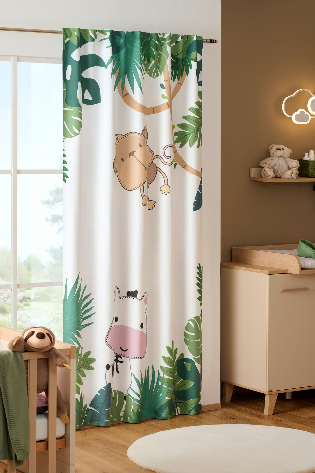 GYEREKFÜGGÖNY  - erdőzöld/fehér, Konventionell, textil (135/245cm) - Ben'n'jen