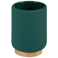 ZAHNPUTZBECHER MARLENE  - Dunkelgrün/Braun, Basics, Holz/Keramik (6,7/10/6,7cm) - Sadena