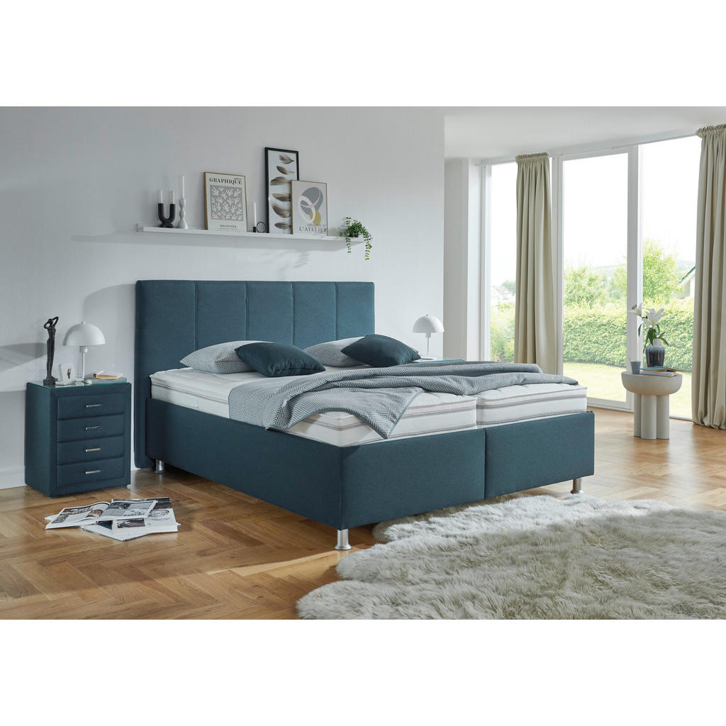 Thumbnail - Beldomo - Sleep Polsterbett, Blau, Dunkelblau, Textil, H2 + H3, Höhe ca. 24 cm, 180x200 cm, Goldenes M, Made in EU, Bezu...