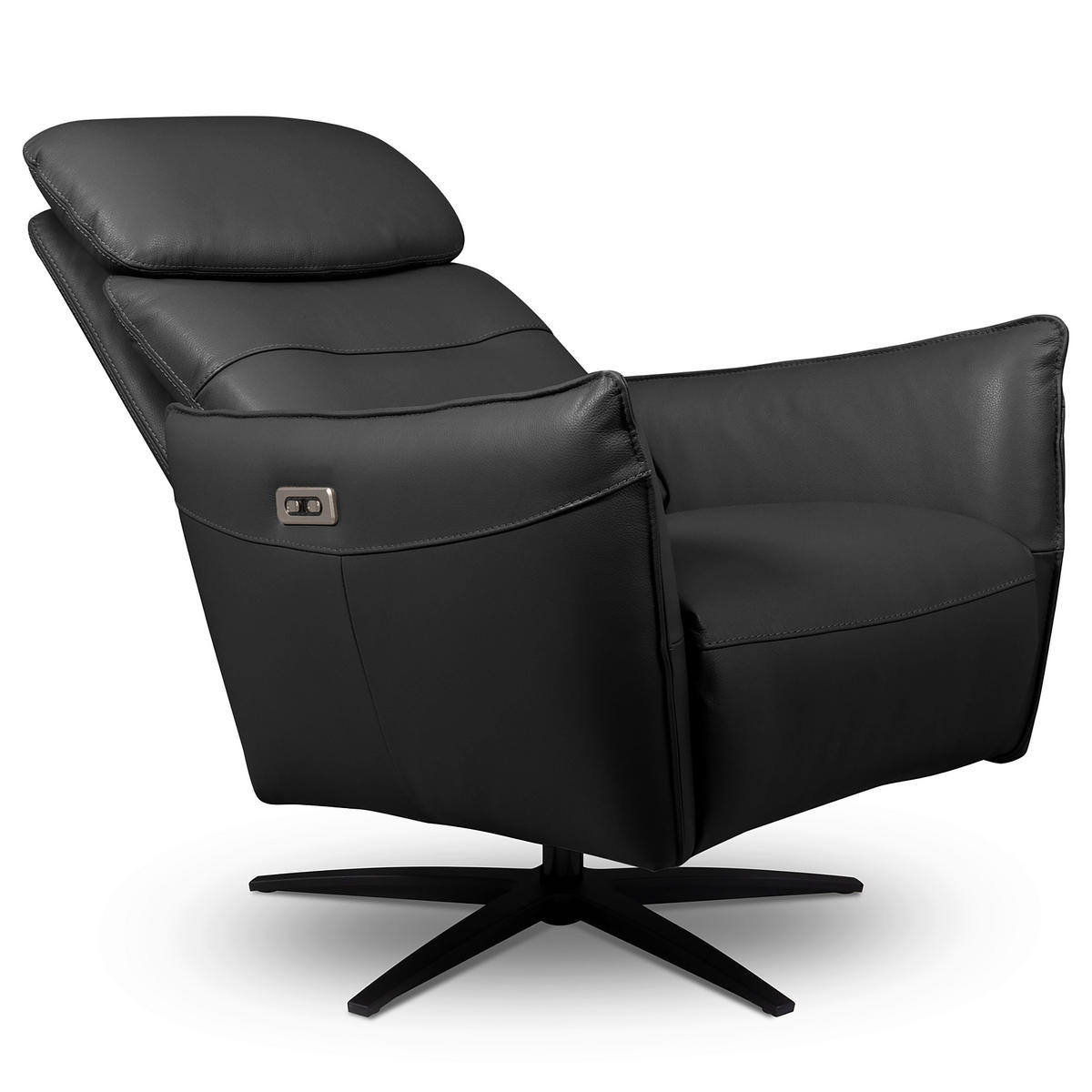 RELAXSESSEL Leder Schwarz  - Schwarz, Design, Leder/Metall (77/107/88cm) - Livetastic