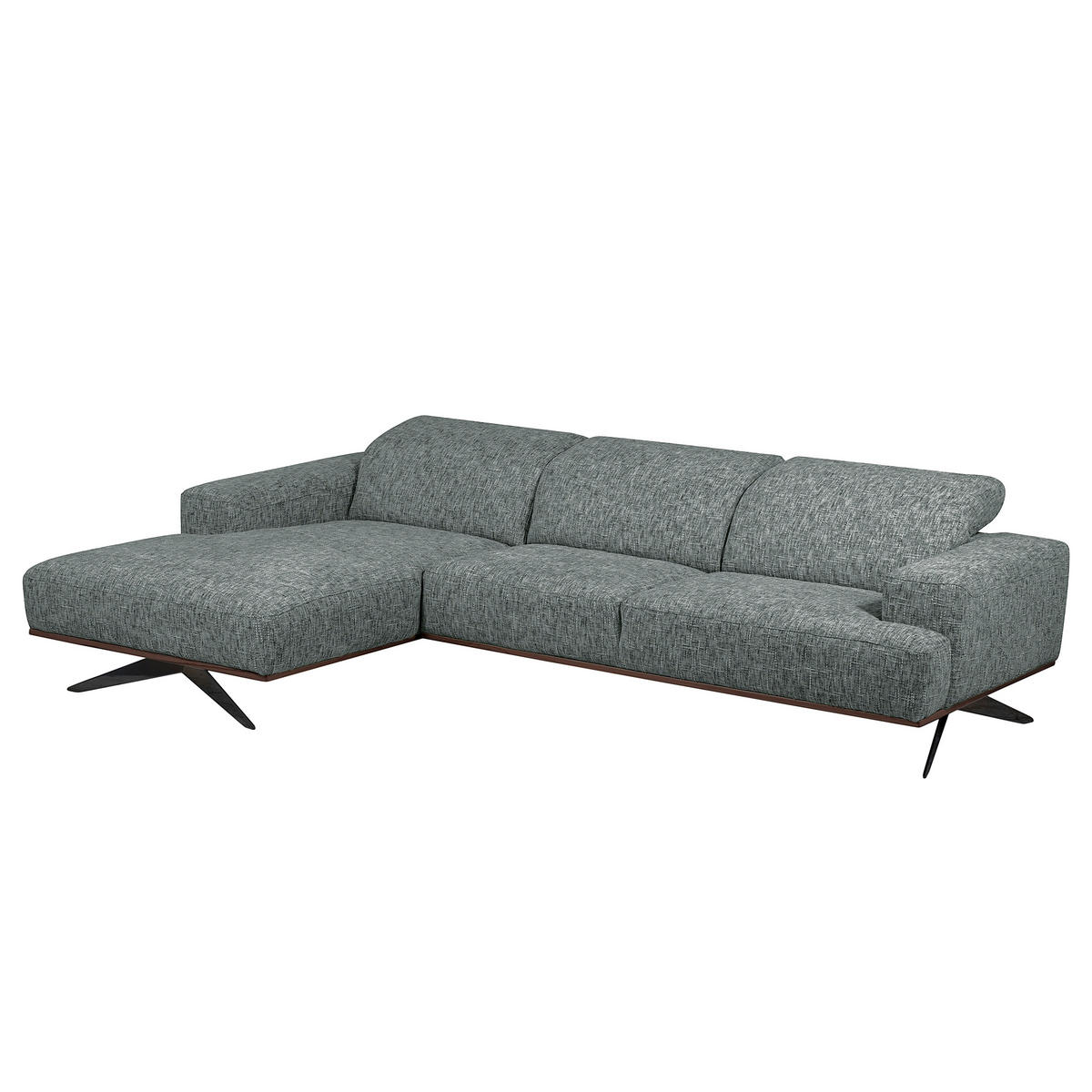 ECKSOFA PORTLAND Anthrazit Struktur Kopfteilverstellung  - Dunkelbraun/Anthrazit, Design, Holz/Textil (187/295cm) - Livetastic