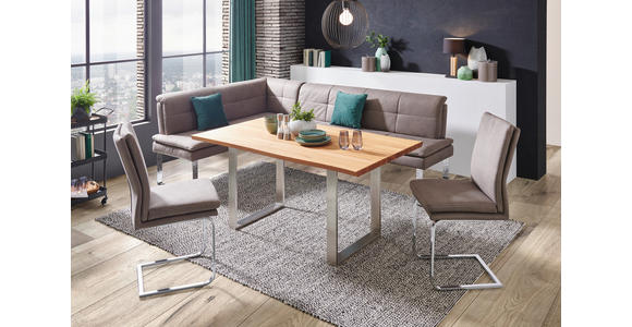 ECKBANK 174/253 cm in Grau, Chromfarben - Chromfarben/Beige, Design, Textil/Metall (174/253cm) - Novel