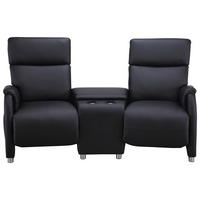 HEIMKINO-SOFA Lederlook Schwarz  - Schwarz, Design, Kunststoff/Textil (186/104/90cm) - Livetastic