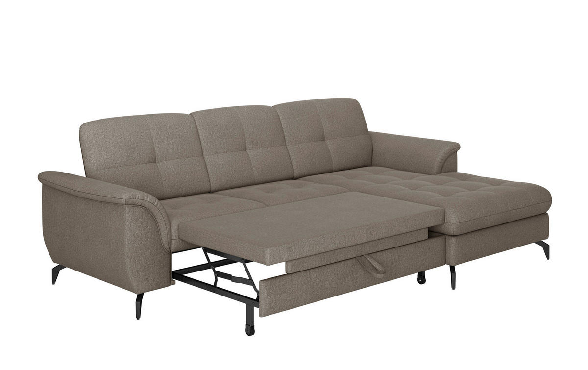 ECKSOFA in Flachgewebe Schlammfarben  262/164 cm  - Schlammfarben/Schwarz, MODERN, Textil/Metall (262/164cm) - Sit & More