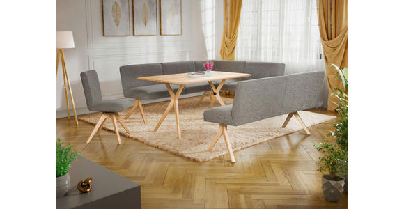 ECKBANK 238/172 cm Webstoff Grau Eiche vollmassiv   - Eichefarben/Grau, KONVENTIONELL, Holz/Textil (238/172cm) - Linea Natura