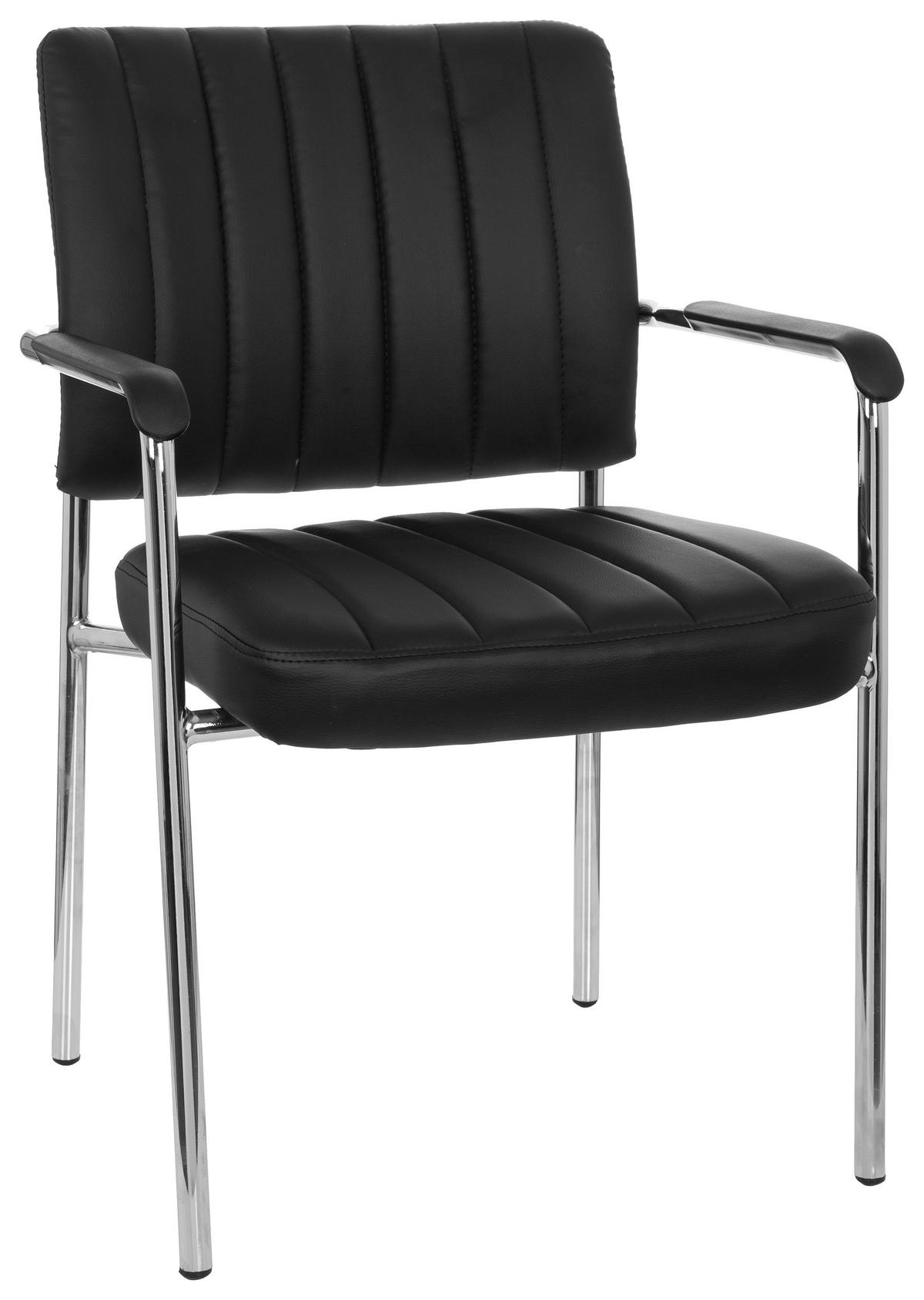 BESUCHERSTUHL Schwarz, Chromfarben  - Chromfarben/Schwarz, MODERN, Textil/Metall (57/81/55cm) - MID.YOU