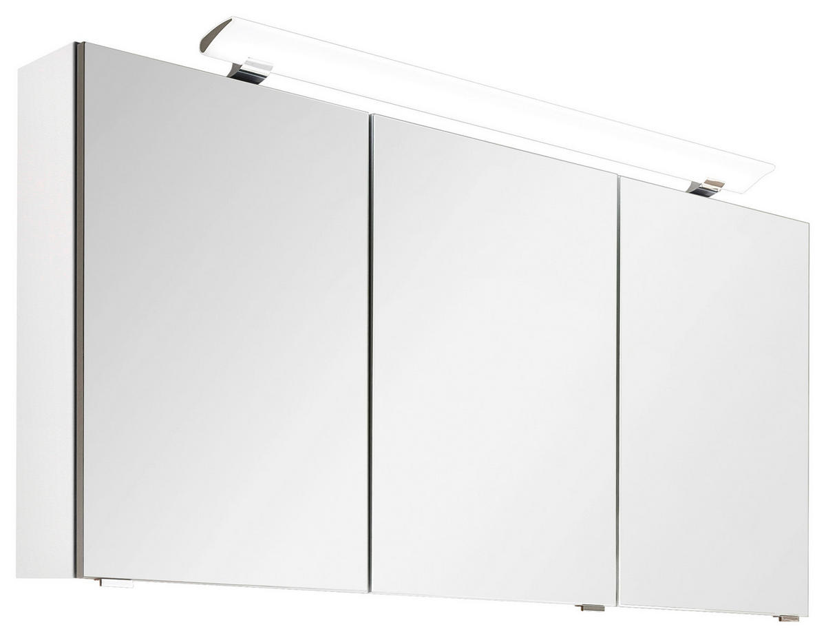 SPIEGELSCHRANK 120/68,7/15 cm  - Chromfarben/Weiß Hochglanz, Design, Glas/Holzwerkstoff (120/68,7/15cm) - Novel