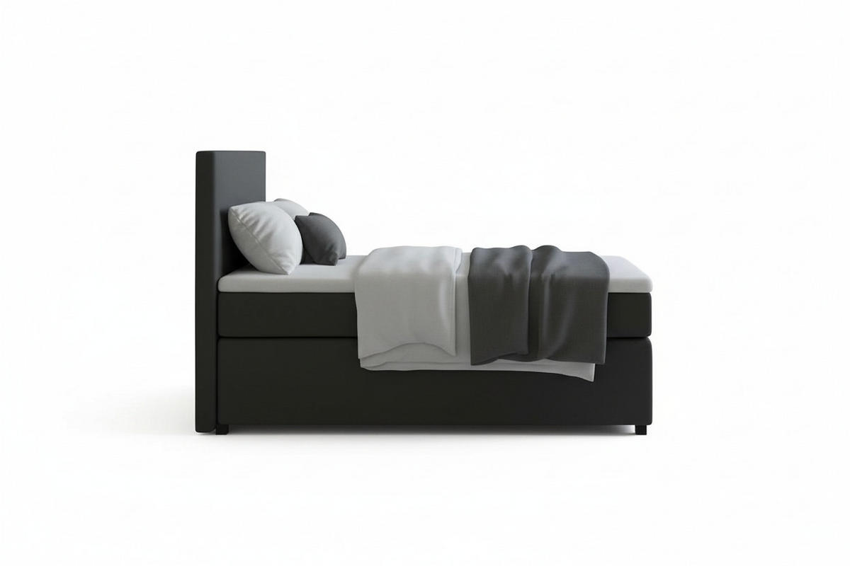 BOXSPRINGBETT 90/200 cm,  in Anthrazit, Matratze, Topper, H3 = fest  - Anthrazit/Schwarz, MODERN, Kunststoff/Textil (90/200cm) - MID.YOU
