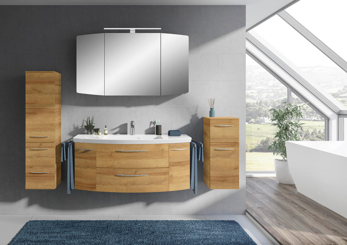 BADEZIMMER 5-teilig  in 181 cm  - Chromfarben/Eichefarben, KONVENTIONELL, Glas/Holzwerkstoff (181cm) - Pelipal