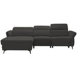 ECKSOFA Dunkelgrau Echtleder  - Dunkelgrau/Schwarz, Natur, Leder/Metall (199/285cm) - Valnatura