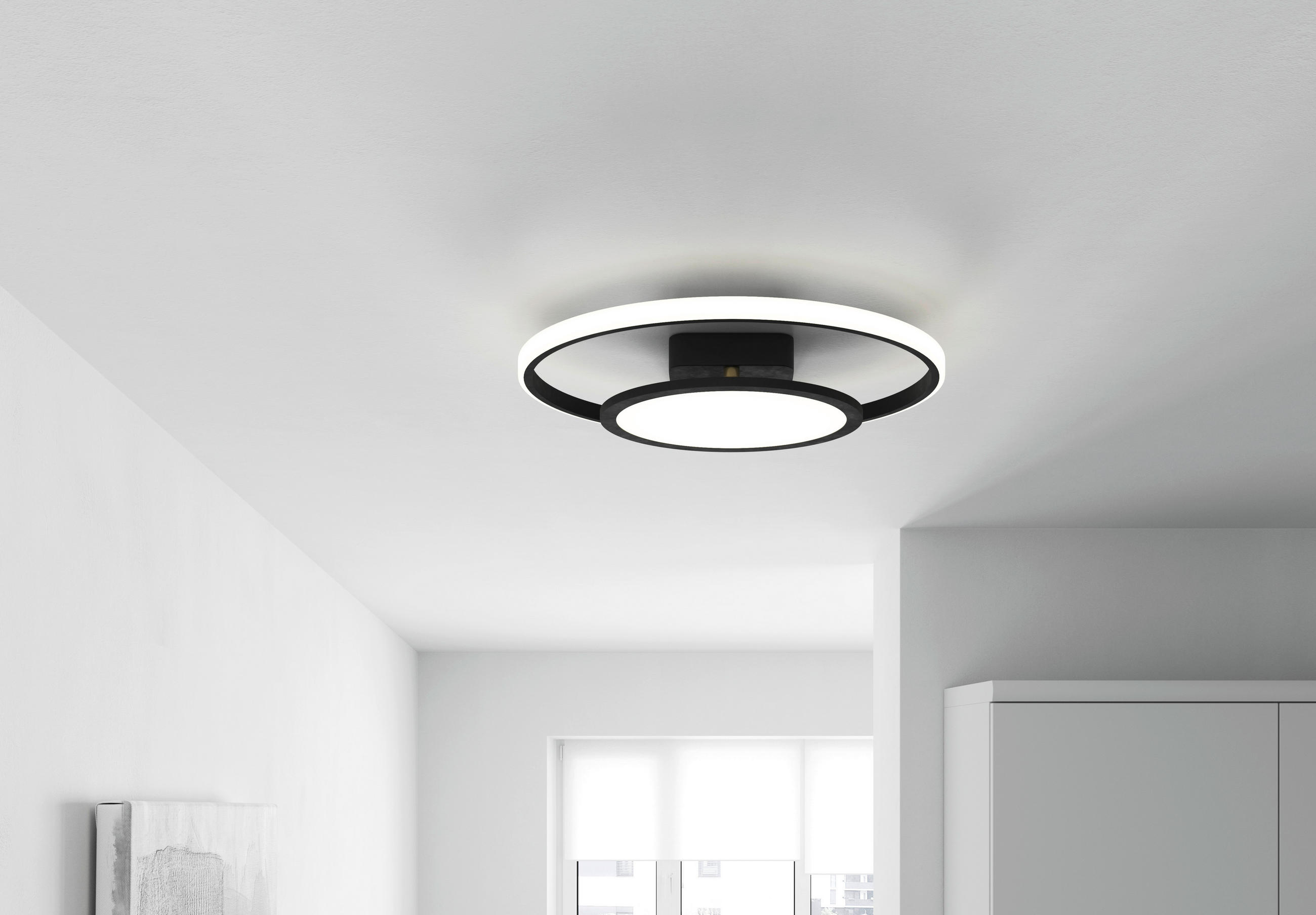 LED-DECKENLEUCHTE 55/54/10 cm    - Schwarz/Weiß, Trend, Kunststoff/Metall (55/54/10cm) - Novel