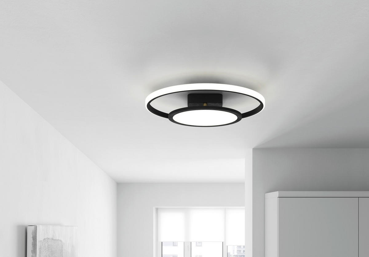 LED-DECKENLEUCHTE 55/54/10 cm    - Schwarz/Weiß, Trend, Kunststoff/Metall (55/54/10cm) - Novel