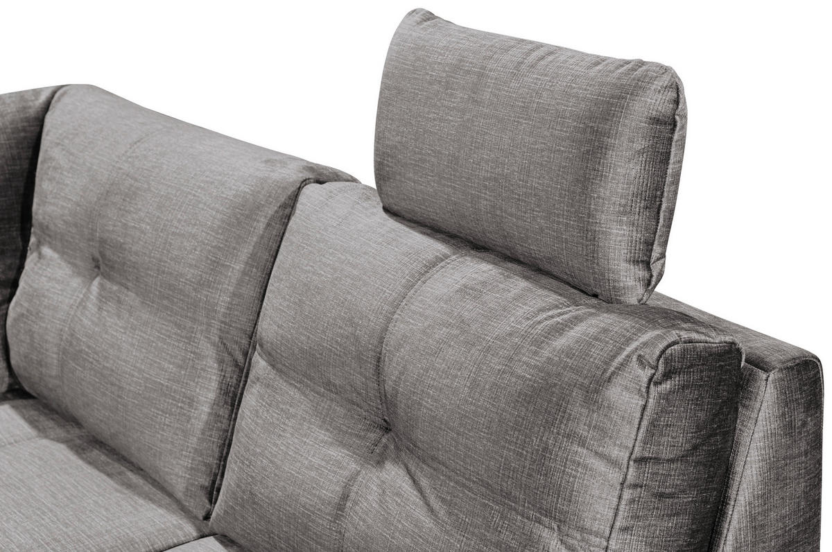WOHNLANDSCHAFT in Mikrovelours Hellgrau  - Hellgrau/Schwarz, Konventionell, Kunststoff/Textil (127/334/217cm) - Carryhome