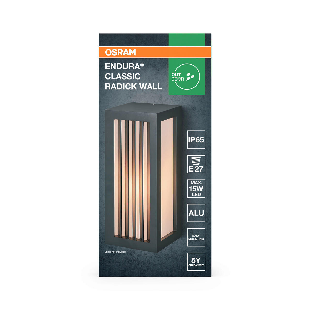 AUßENLEUCHTE 11/10,8/25 cm   - Dunkelgrau, Basics, Kunststoff/Metall (11/10,8/25cm) - Osram