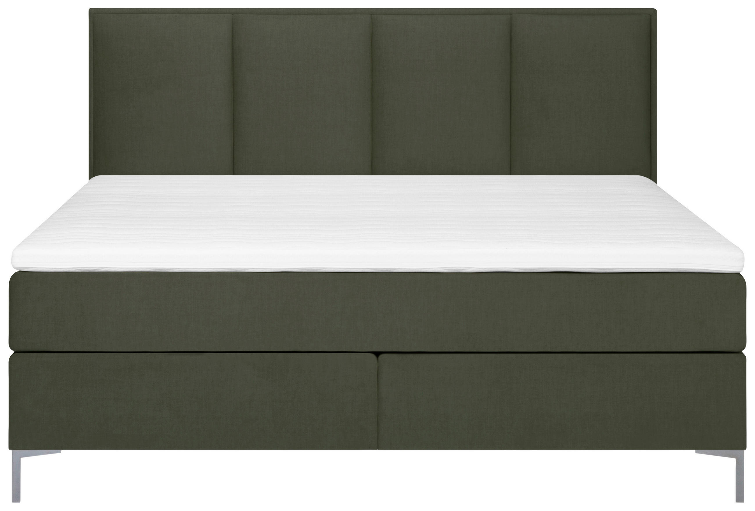BOXSPRING-ÁGY 160/200 cm  sötétzöld  - alumínium színű/sötétzöld, Modern, textil (160/200cm) - MID.YOU