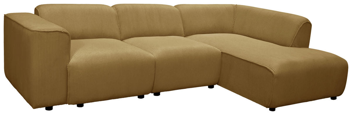ECKSOFA ANTHONY Gelb Cord  - Gelb/Schwarz, Design, Kunststoff/Textil (275/163cm) - MID.YOU