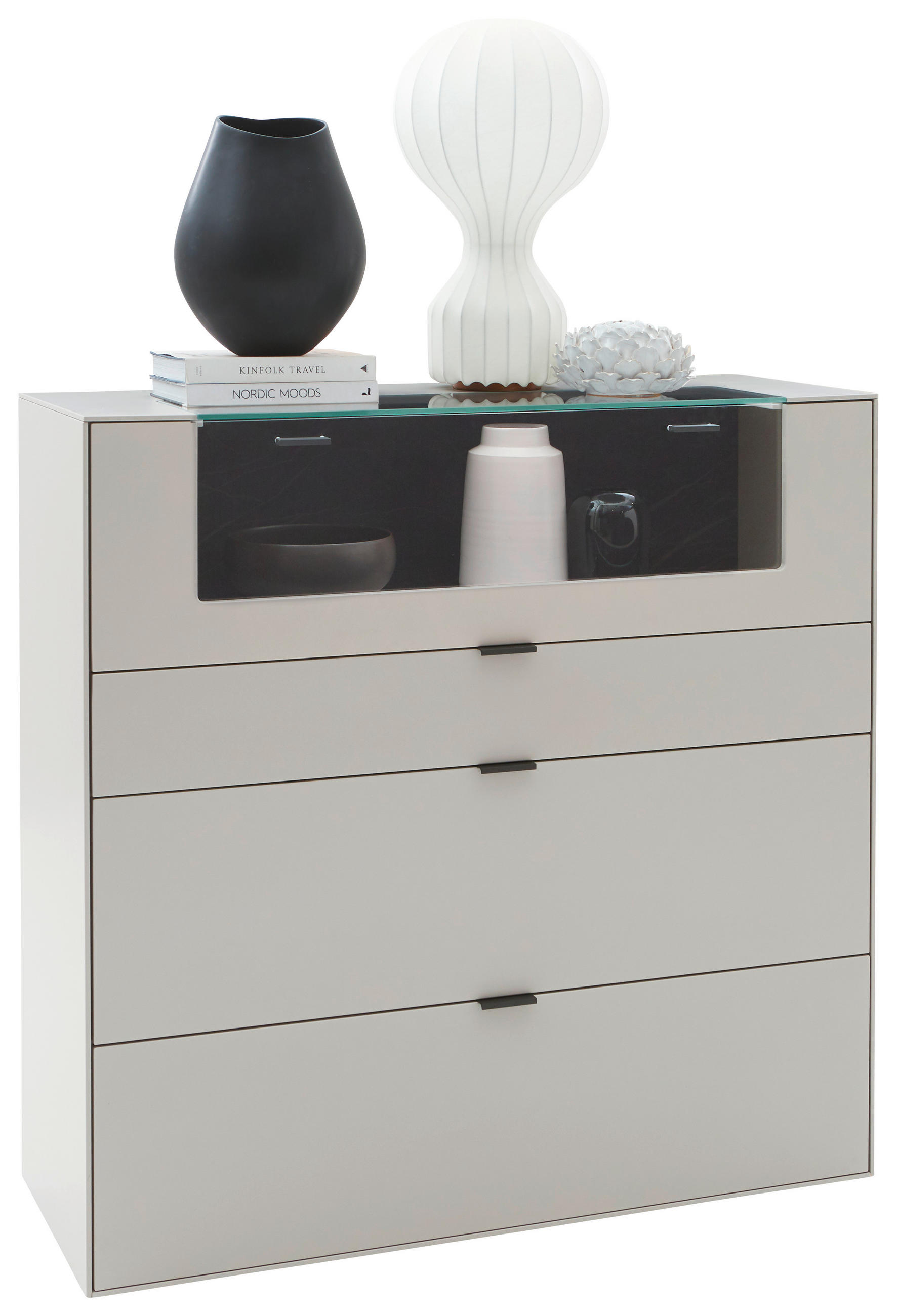 HIGHBOARD Hellgrau  121,9/121,5/45,2 cm  - Hellgrau/Schwarz, Design, Glas/Keramik (121,9/121,5/45,2cm) - Dieter Knoll