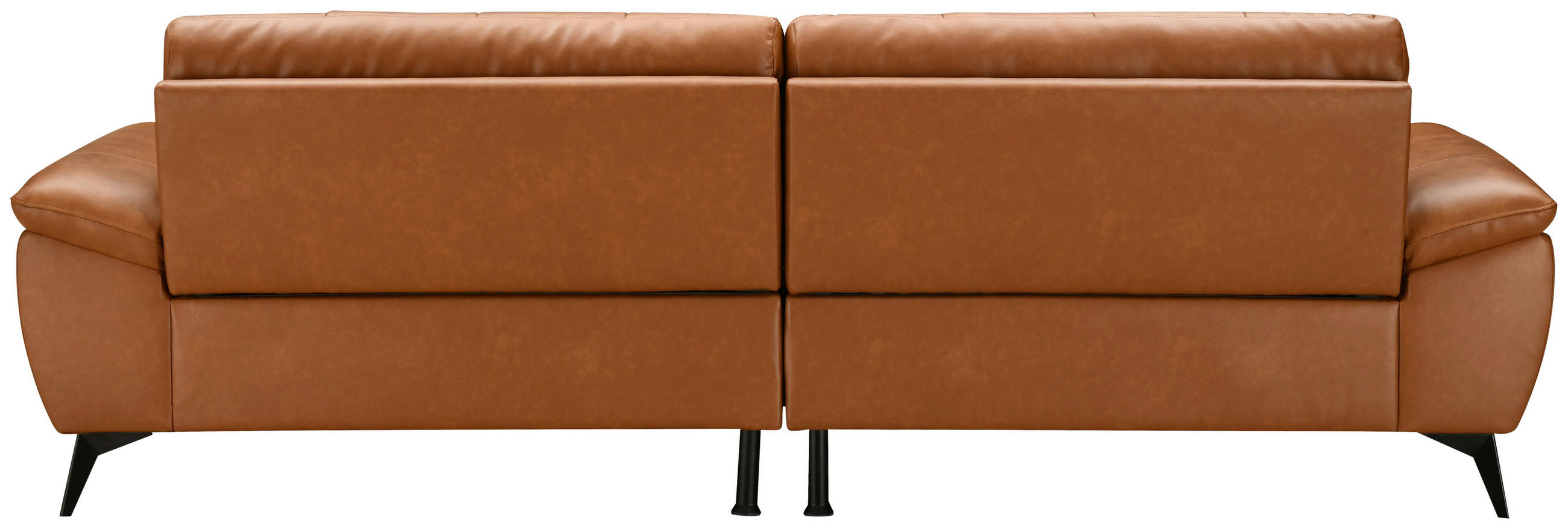 ECKSOFA VELORA Cognac Echtleder Lederlook  - Cognac/Schwarz, Design, Leder/Textil (266/86/120cm) - MID.YOU