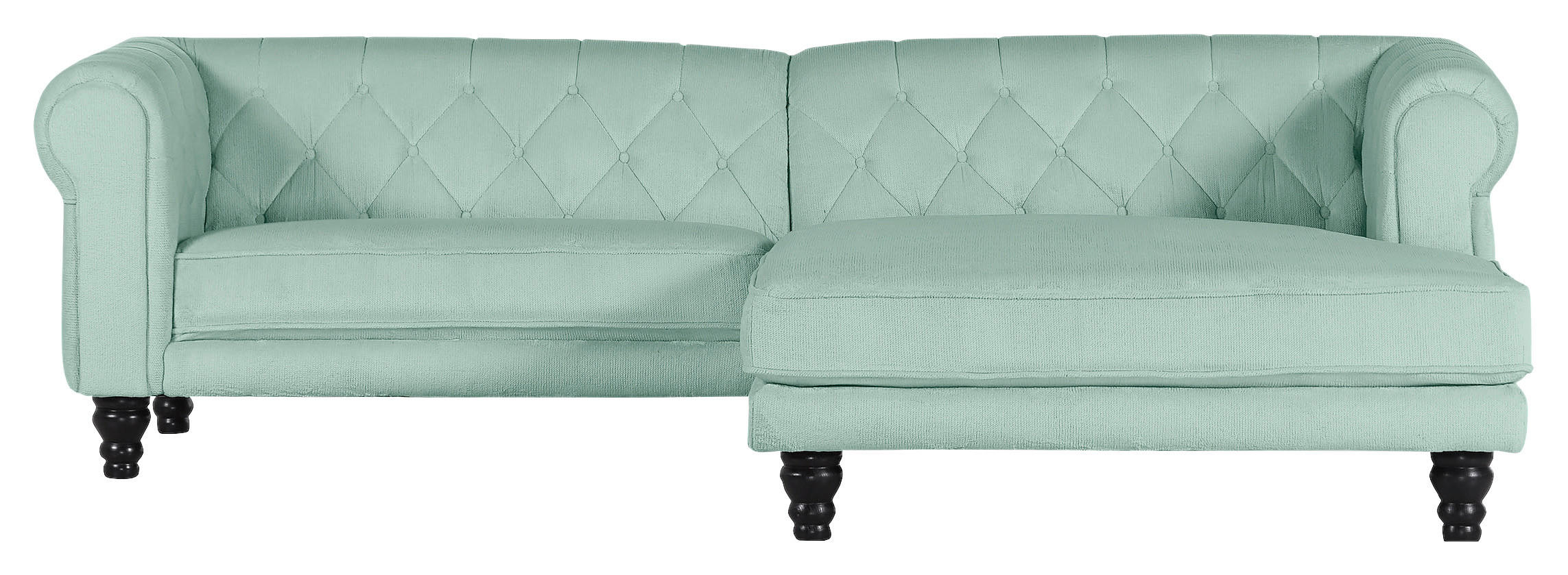 HÖRNSOFFA i plysch mintgrön  - mintgrön/mörkbrun, Design, trä/textil (260/160cm) - MID.YOU