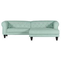 HÖRNSOFFA i plysch mintgrön  - mintgrön/mörkbrun, Design, trä/textil (260/160cm) - MID.YOU