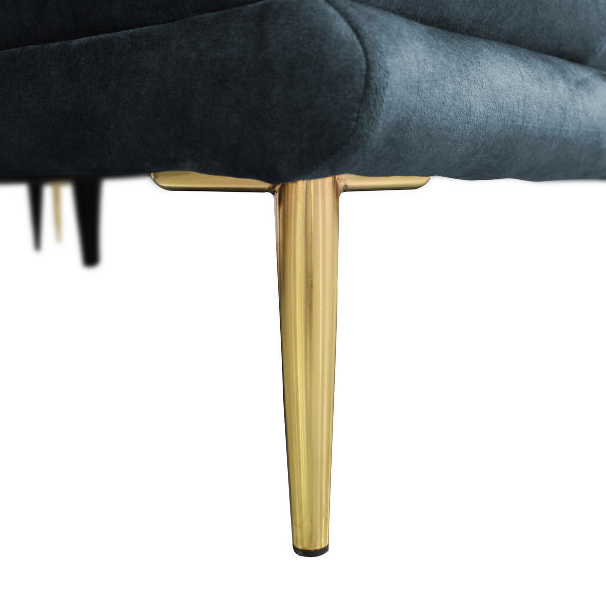 ECKSOFA Blau Velours  - Blau/Goldfarben, Design, Textil/Metall (264/196cm) - MID.YOU