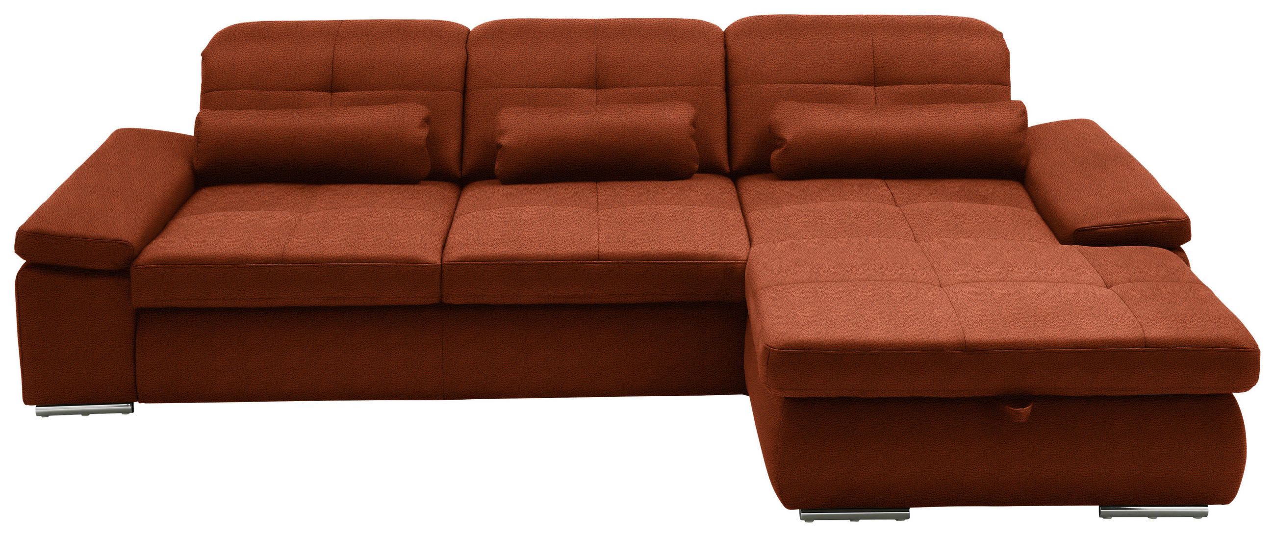 ECKSOFA  in Flachgewebe Terracotta  309/195 cm  - Chromfarben/Terracotta, Design, Textil (309/195cm) - Beldomo Style